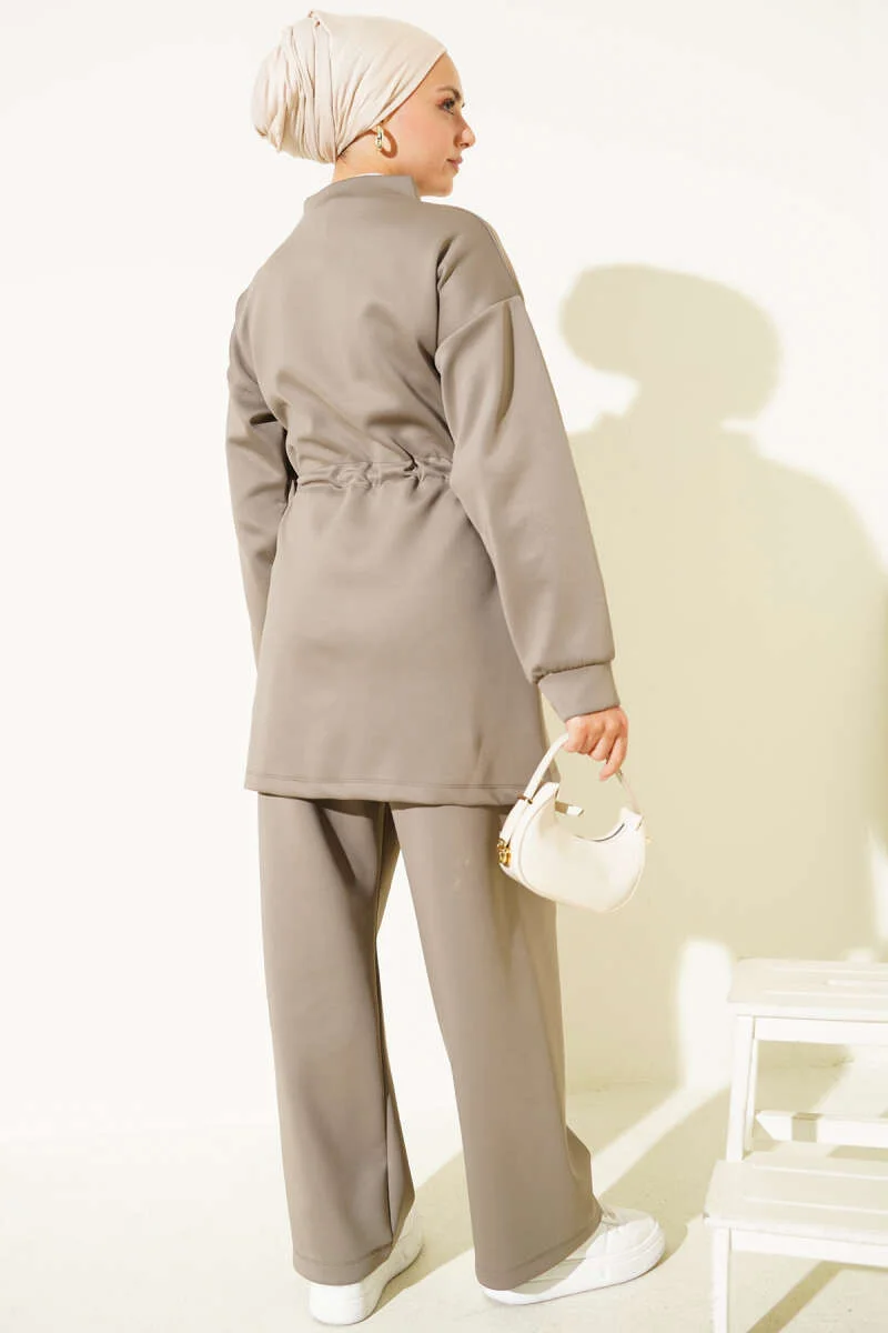 Belted Tunic Scuba Set Mink – Bild 3