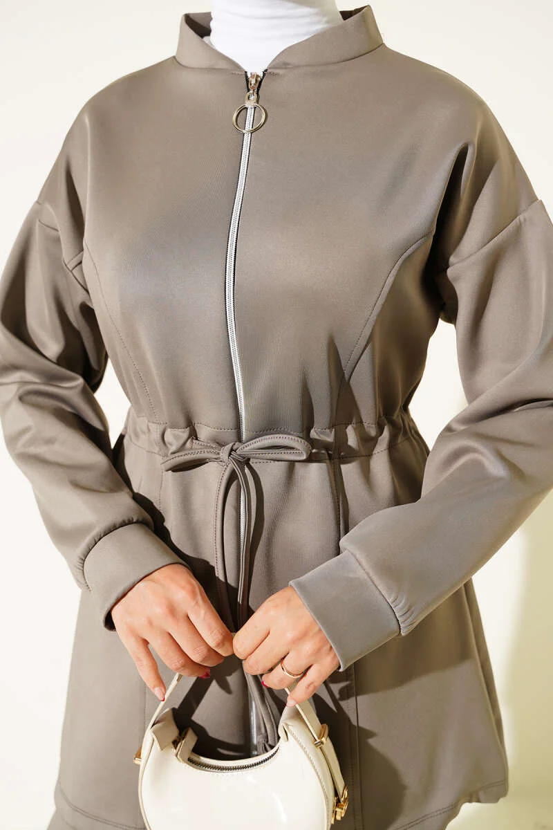 Belted Tunic Scuba Set Mink – Bild 4