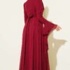 Belted Chiffon Evening Dress Burgundy groothandel dress view 3 - Hicabistan Turkije fabriek