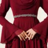 Belted Chiffon Evening Dress Burgundy groothandel dress view 4 - Hicabistan Turkije fabriek