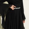 Belted Chiffon Evening Dress Black en gros dress view 4 - Hicabistan usine Turquie