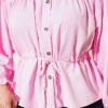 Belted Ankle-Elastic Short Shirt Pink wholesale shirt view 4 - Hicabistan Turkey factory