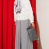 Belted Tunic with Floral Embroidery Shirt Ecru all'ingrosso shirt view 3 - Hicabistan fabbrica Turchia