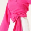 Short Shirt with Belted Detail Fuchsia wholesale shirt view 4 - Hicabistan Turkey factory