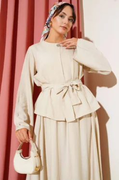 Alternative view of Belted Skirt Two-Piece Set Beige