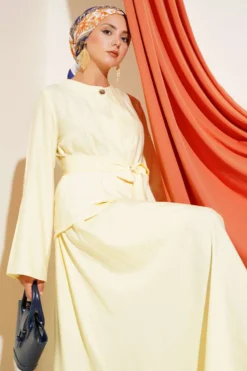 Belted Skirt Two-Piece Set Yellow