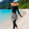 Tie-Waist Printed Short Pareo Ecru