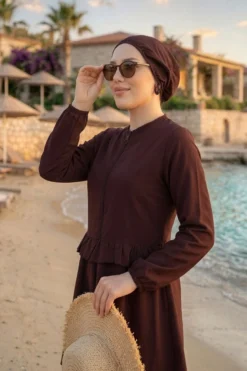 Alternative view of Ruffled Waist Three-Piece Swimsuit Set Plum