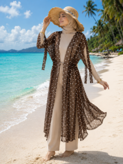 Alternative view of Adjustable Waist Printed Chiffon Long Pareo Brown