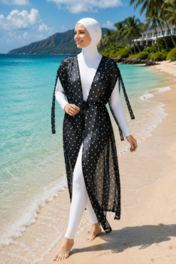 منظر بديل لـ Adjustable Waist Printed Chiffon Long Pareo Black