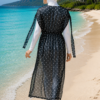 Adjustable Waist Printed Chiffon Long Pareo Black wholesale burkini view 3 - Hicabistan Turkey factory