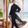 Adjustable Waist Chiffon Long Pareo Black