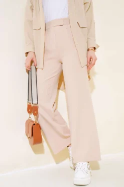 Alternative view of High-Waisted Wide-Leg Pants Beige
