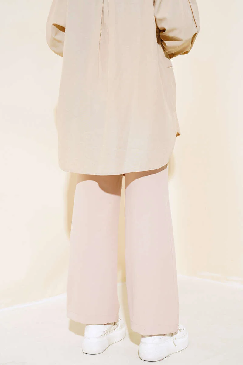 High-Waisted Wide-Leg Pants Beige - Image 3