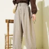 Buttoned Pleated Culottes Beige