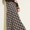 Plaid Flared Skirt with Zippered Waist Camel wholesale skirt - Hicabistan Turkey factory