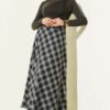 Plaid Flared Skirt with Zippered Waist Khaki بالجملة skirt view 2 - Hicabistan مصنع تركيا