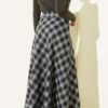 Plaid Flared Skirt with Zippered Waist Khaki بالجملة skirt view 3 - Hicabistan مصنع تركيا