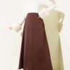 Zippered Satin Skirt Brown بالجملة skirt view 2 - Hicabistan مصنع تركيا