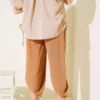 Drawstring Waist Harem Pants Camel - Image 3