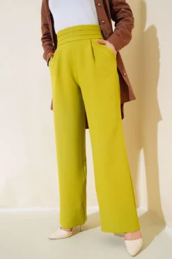 High-Waisted Triple-Layer Wide-Leg Trousers