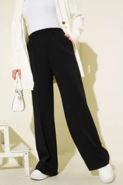Alternative view of Elastic Waist Detail Culotte Pants Black