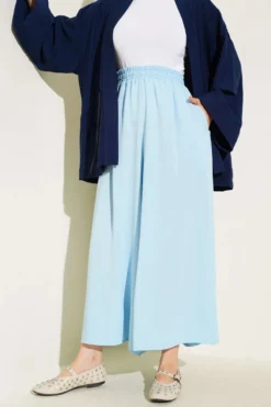 Alternative view of Elastic Waist Detail Loose Pants Blue