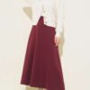 Elastic Waist Detail Flared Scuba Skirt Burgundy al por mayor skirt view 2 - Hicabistan fábrica Turquía