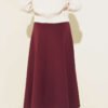 Elastic Waist Detail Flared Scuba Skirt Burgundy al por mayor skirt view 3 - Hicabistan fábrica Turquía