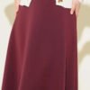 Elastic Waist Detail Flared Scuba Skirt Burgundy al por mayor skirt view 4 - Hicabistan fábrica Turquía