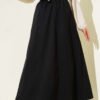 Elastic Waist Basic Flared Skirt Black
