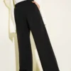 Elastic Waist Wide Leg Trousers Black