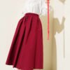 Elastic Waist Pocket Flared Skirt Burgundy wholesale skirt view 2 - Hicabistan Turkey factory