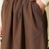 Elastic Waist Pocket Flared Skirt Brown wholesale skirt view 4 - Hicabistan Turkey factory