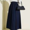 Elastic Waist Pocket Flared Denim Skirt Navy Blue en gros skirt - Hicabistan usine Turquie
