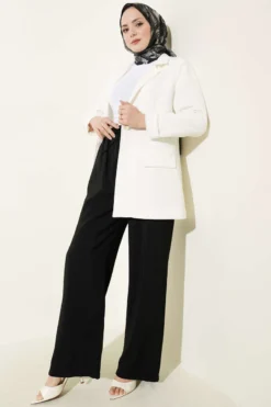 Alternative view of Elastic Waist Pocket Modal Trousers Black