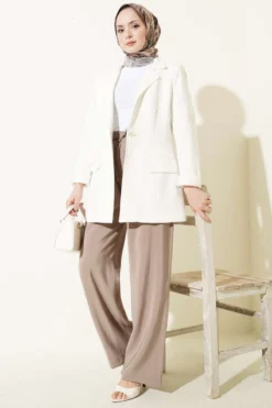 Alternative view of Elastic Waist Pocket Modal Trousers Mink