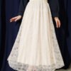 Elastic Waist Floral Lace Skirt Beige Großhandel skirt - Hicabistan Türkei Fabrik