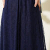 Elastic Waist Floral Lace Skirt Navy Blue بالجملة skirt view 4 - Hicabistan مصنع تركيا
