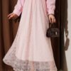 Elastic Waist Floral Lace Skirt Powder Pink بالجملة skirt - Hicabistan مصنع تركيا