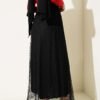 Elastic Waist Floral Lace Skirt Black wholesale skirt view 3 - Hicabistan Turkey factory