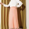 Elastic Waist Floral Lace Skirt Salmon wholesale skirt view 2 - Hicabistan Turkey factory