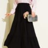 Elastic Waist Double Layer Skirt Black
