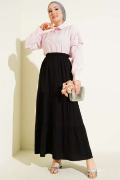 Vue alternative de Elastic Waist Double Layer Skirt Black