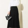 Elastic Waist Lace Skirt Black Großhandel skirt view 2 - Hicabistan Türkei Fabrik
