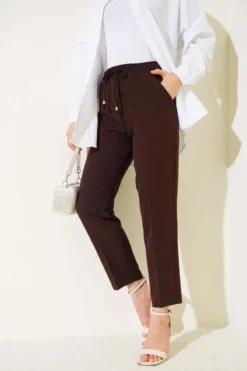 Alternative view of Elastic Waist Slim Fit Trousers Brown