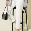 Elastic Waist Slim Fit Trousers Ecru wholesale pants view 2 - Hicabistan Turkey factory