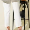 Elastic Waist Slim Fit Trousers Ecru wholesale pants view 3 - Hicabistan Turkey factory