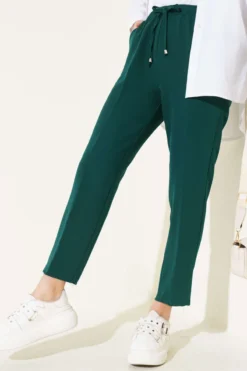 Alternative view of Elastic Waist Slim Fit Trousers Emerald