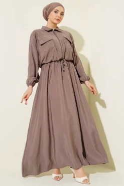 Shirt Collar Dress Set Mink